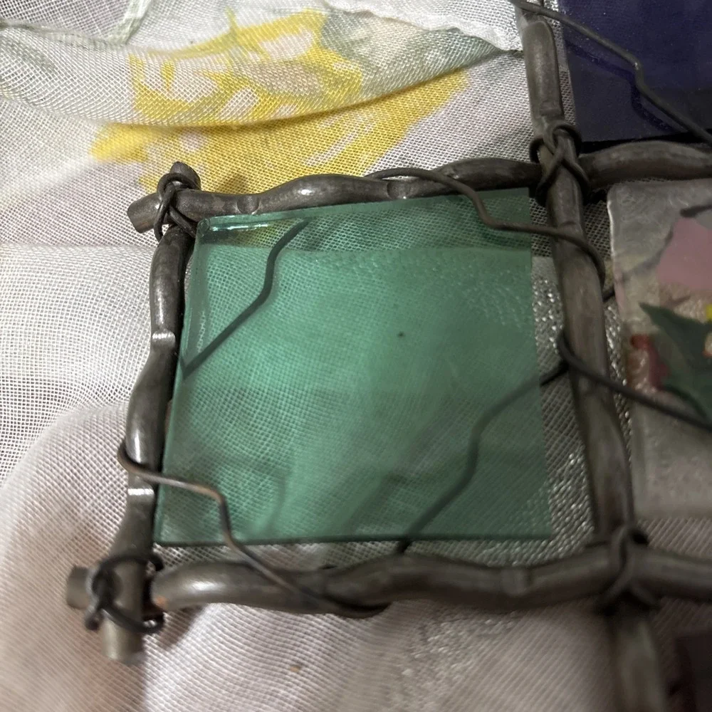 Metal Framed‎ Cross With Stained Glass